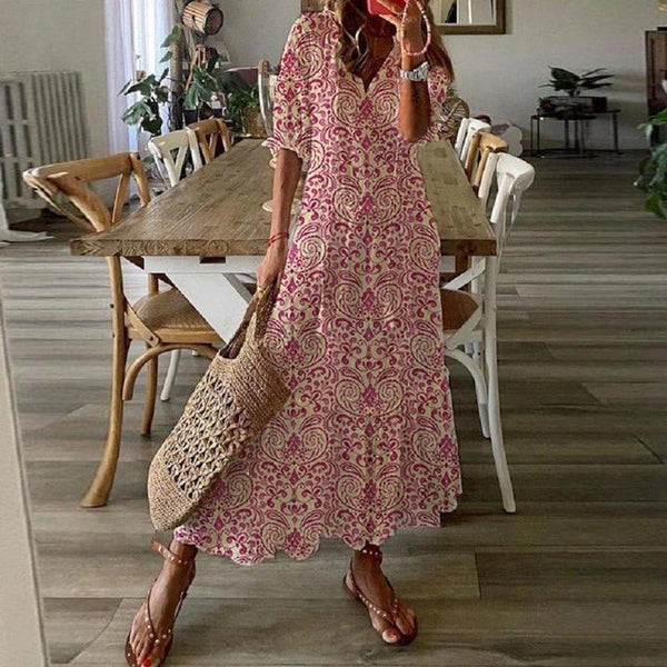 Pink Print Maxi Dress