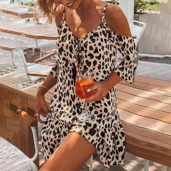 Leopard Off the Shoulder Mini Dress