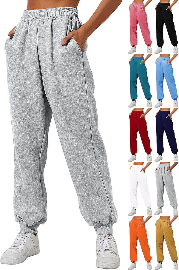 Women High Waisted Baggy Sweatpants Comfortable Cotton Joggers Pants Y2k Trendy Lounge Workout Trousers with Pockets